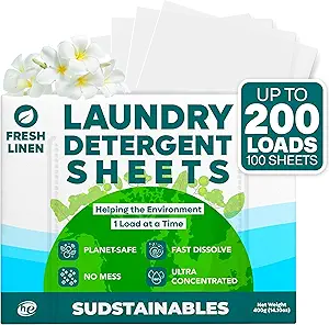 81WHPXrIDJL.__AC_SX300_SY300_QL70_FMwebp_ Eco-Friendly Laundry Detergent Sheets Review Sudstainables 200 Loads Fresh Linen